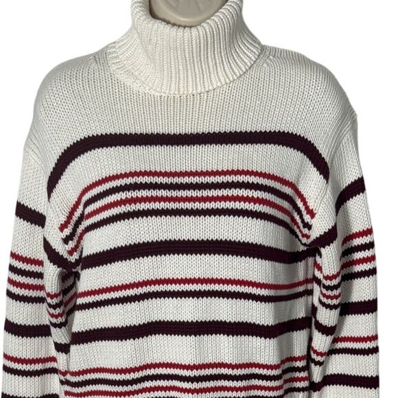 NWT Madewell Ribbed Cotton Turtleneck Sweater Cabernet Stripe NT604 Size S - Picture 11 of 11